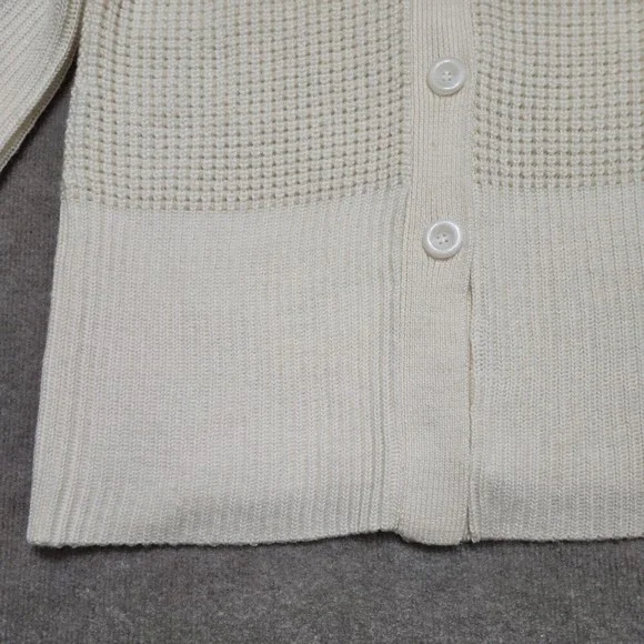 Chicos Heavy Chunky Knit Cardigan Wool Blend Sweater Womens 3 US XL Cream White - Picture 2 of 8